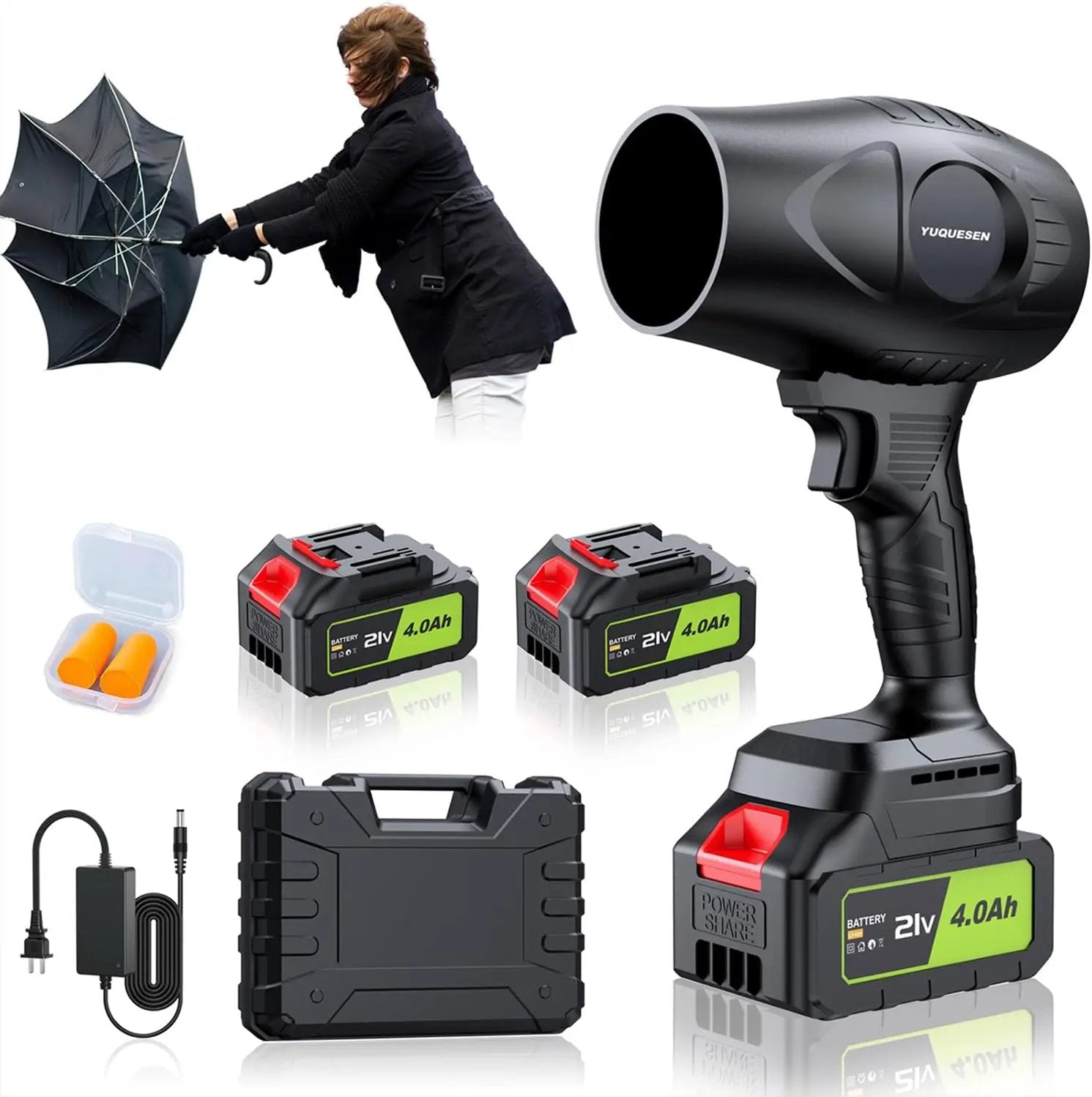 980,000 RPM Cordless Leaf Blower - 21V Electric Handheld Leaf Blower with 2×4.0Ah Batteries & Fast Charger - Lightweight for Patio, Lawn, Yard, Deck Cleaning by GreenHaven Gardens