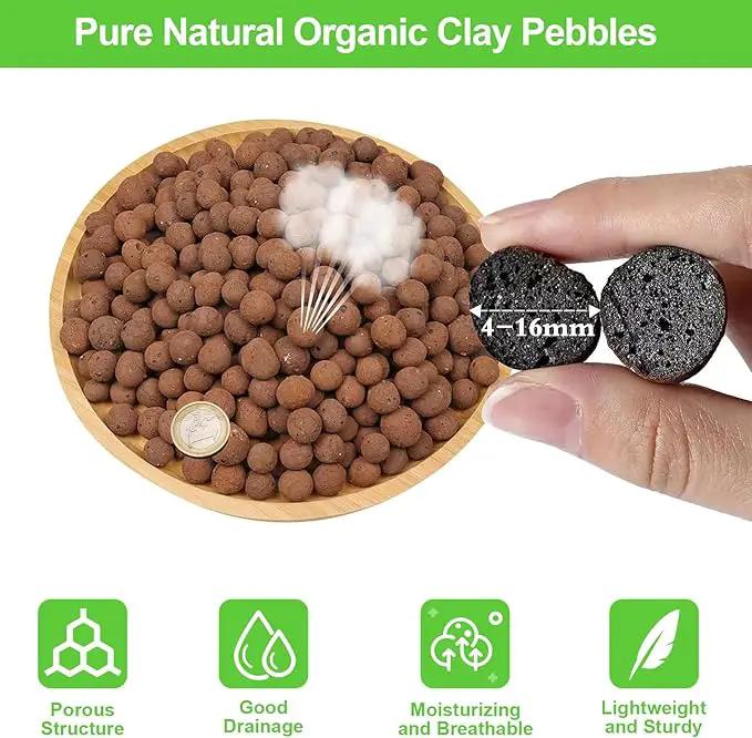 Riare 2 LBS Organic Expanded Clay Pebbles for Plants- 4mm-16mm Natural Leca Balls Lightweight Hydroponic Clay Pebbles Aggregate for Indoor Plants, Hydroponic Growing, Plants Drainage, Aquaponics by GreenHaven Gardens