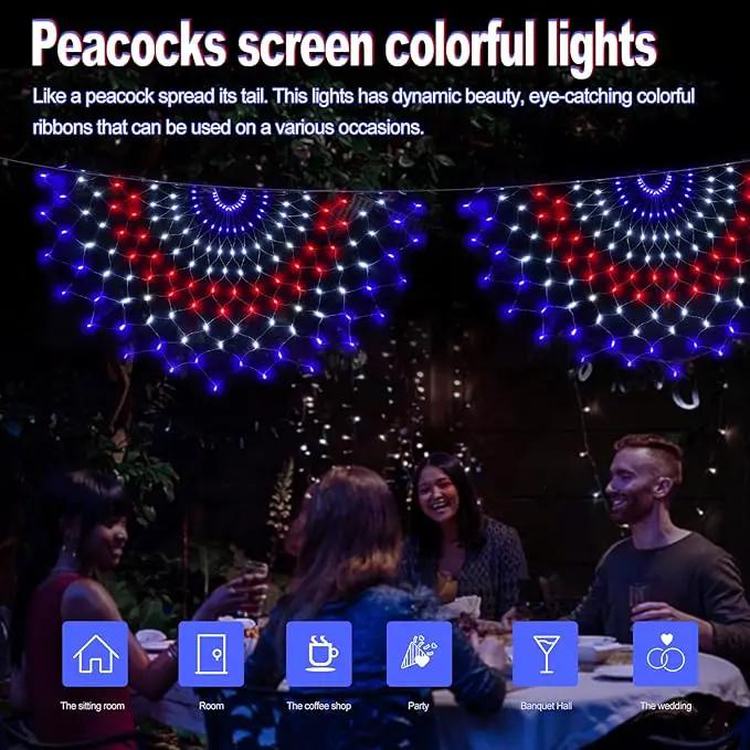 150 LED American Flag Lights Outdoor 3 Pack - 4x2 FT Half Fan Shape Patriotic Net Lights with 8 Modes, Waterproof for 4th of July Decorations, Christmas, Yard, Parties by GreenHaven Gardens