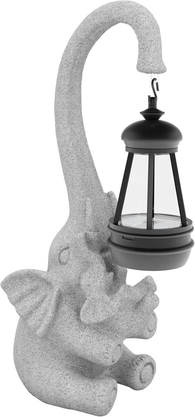 Solar Powered Outdoor Figurine Lights, 10 Inch Waterproof Animal Elephant Statue Light, Suitable for Decorations for Patio, Balcony, Lawn, Courtyard, Etc.(Chest) by GreenHaven Gardens