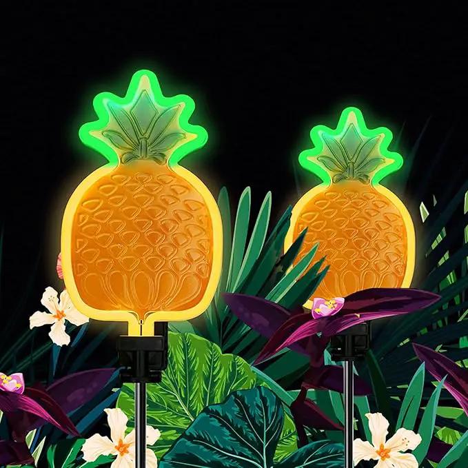 ANGMLN Solar Pineapple Neon Light - 2 Metal Garden Stake Lights 42 inch Path Lighting for Garden Yard Lawn Patio Walkway Decor Gifts for Mom Grandmother by GreenHaven Gardens