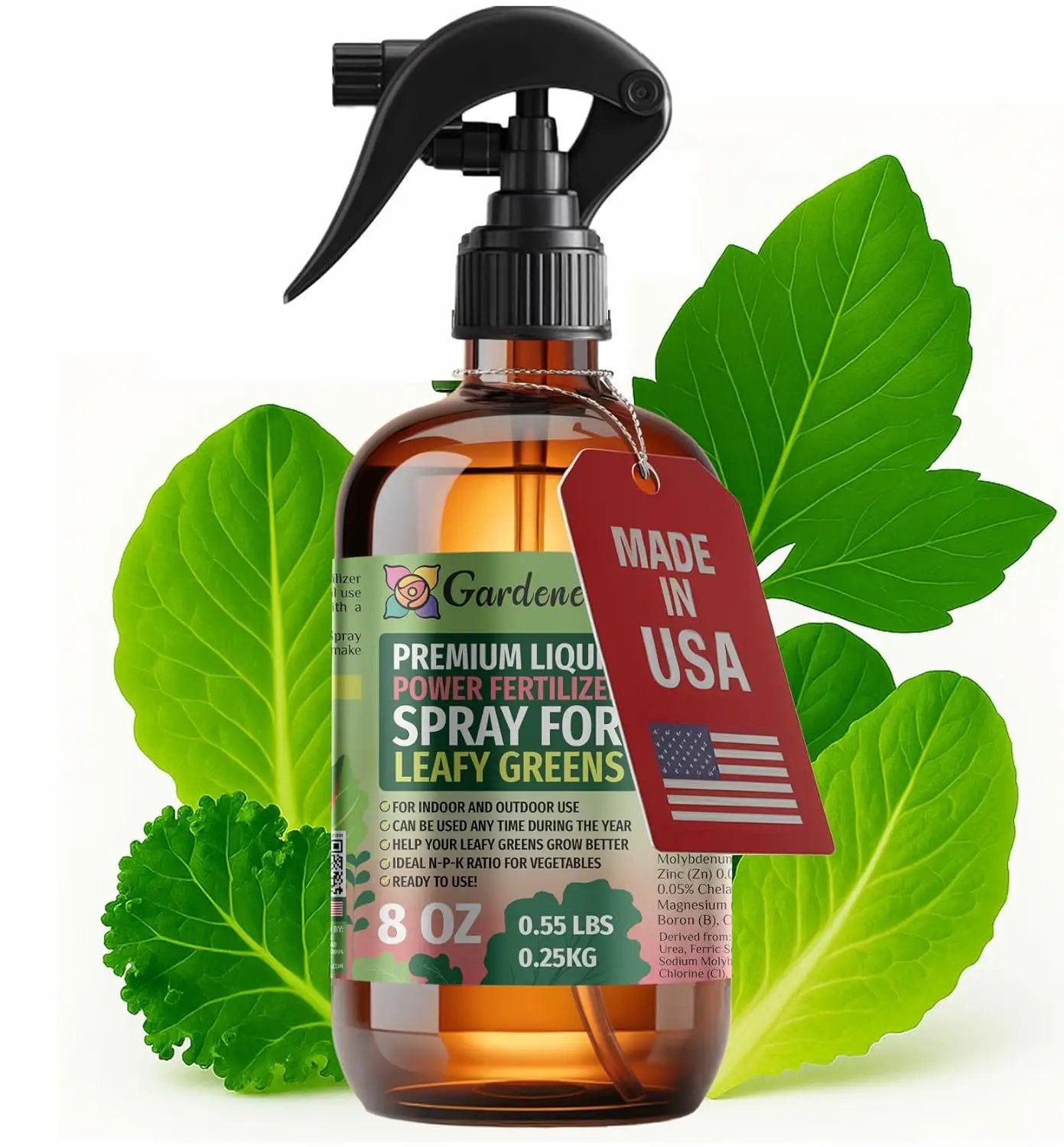 Liquid Power Leafy Greens Fertilizer Spray – Ready-to-Use Liquid Plant Food Mist for Leafy Greens – Easy Application – Fast-Acting Formula for Growth, Roots & Yield – Indoor & Outdoor Use – 8 oz by GreenHaven Gardens