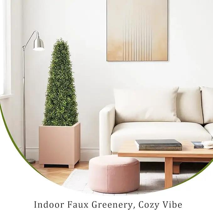 4ft Artificial Boxwood Topiary Trees (Set of 2) - UV Resistant Faux Plants Outdoor, Realistic 48in Fake Potted Bushes and Shrubs for Front Porch, Planter, Patio - Low Maintenance & Evergreen by GreenHaven Gardens