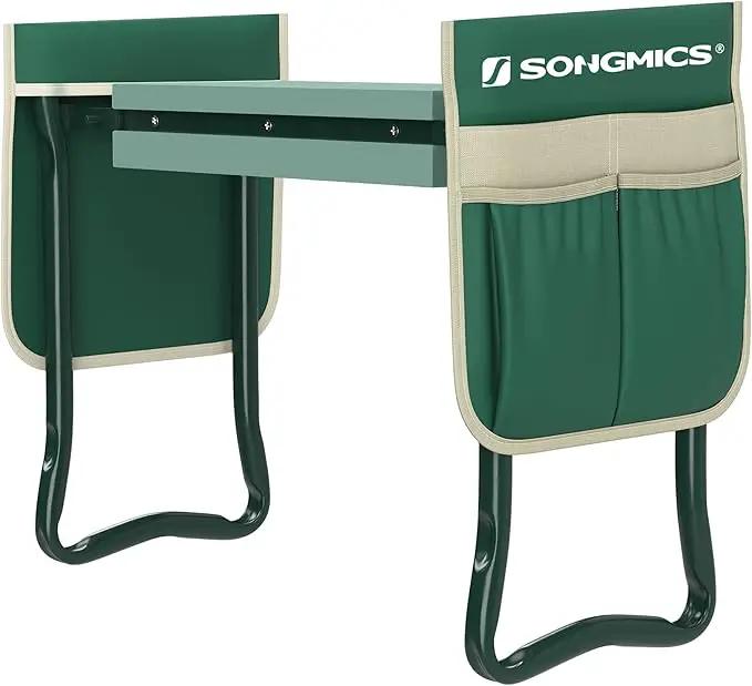 SONGMICS Garden Kneeler and Seat, Multifunctional Garden Kneeling Bench, Gardening Gifts for Women Men, Folding Gardening Stool, with 2 Tool Bags, 8-Inch Wide Kneeling Pad, Dark Green UGGK060L01 by GreenHaven Gardens