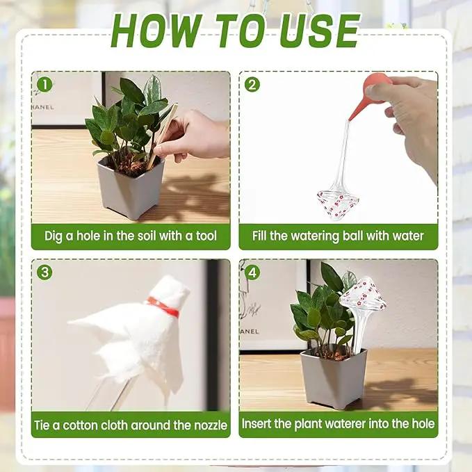 Plant Watering Globes, Hand-Blown Mushroom-Shaped Self Watering Globes, Suitable for Indoor&Outdoor Plant Watering Devices (4 Pcs) by GreenHaven Gardens