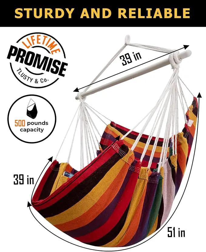 ADVOKAIR Hammock Chair Swing (500 lbs Max) - Hanging Hammock Chair Rope Swing Indoor for Bedroom, Outdoor, Patio, Bedroom, Porch, Deck - Sturdy Steel Bar with Anti-Slip Safety Rings by GreenHaven Gardens
