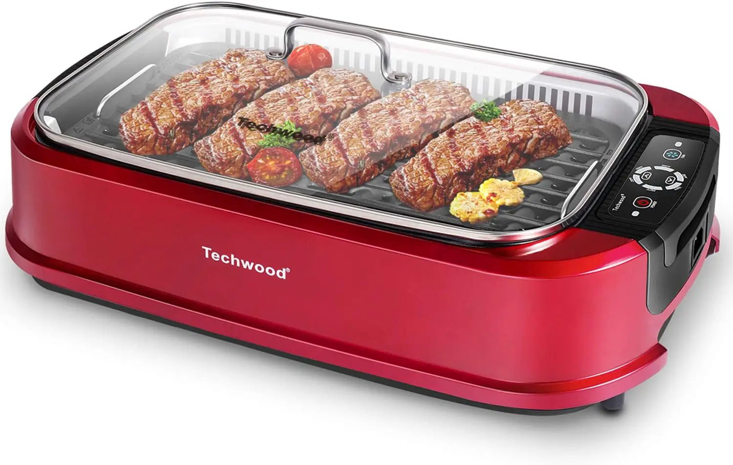 Smokeless Indoor Grill, Techwood 1500W Electric Grill Portable Korean Grill Non-Stick Grill Plates with Temperature Control, Removable Drip Tray, Tempered Glass Lid, Dishwasher-Safe by GreenHaven Gardens
