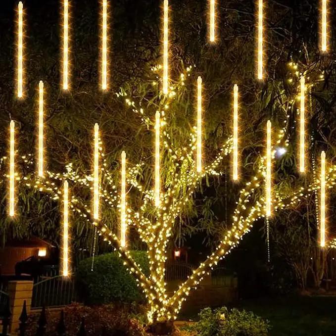 TW SHINE Christmas Meteor Shower Lights Outdoor, 864 LED 12" 24 Tubes Waterproof Christmas Lights Outdoor Plug in, Snow Falling Rain Icicle Xmas Lights Decorations, Warm White by GreenHaven Gardens