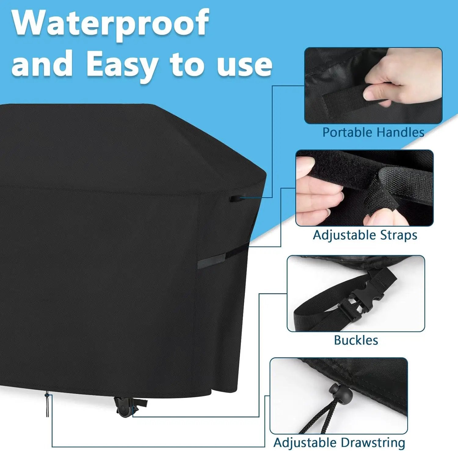 Kingling Grill Cover Fits for Traeger Woodridge Pro/Elite, Napoleon Rogue PRO-S 625, Prestige 500 RSIB Grills Waterproof Grill Cover 68 Inch BBQ Grill Covers for 7-Burner Gas Grill & Griddle by GreenHaven Gardens