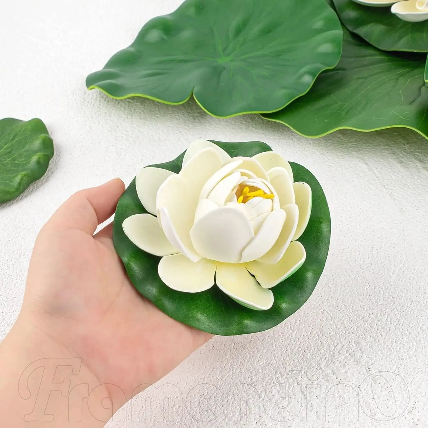 Framendino, 9 Pack Artificial Floating Foam Lotus Flower Decor Realistic Water Lily Pads Ornaments for Ponds Decoration by GreenHaven Gardens