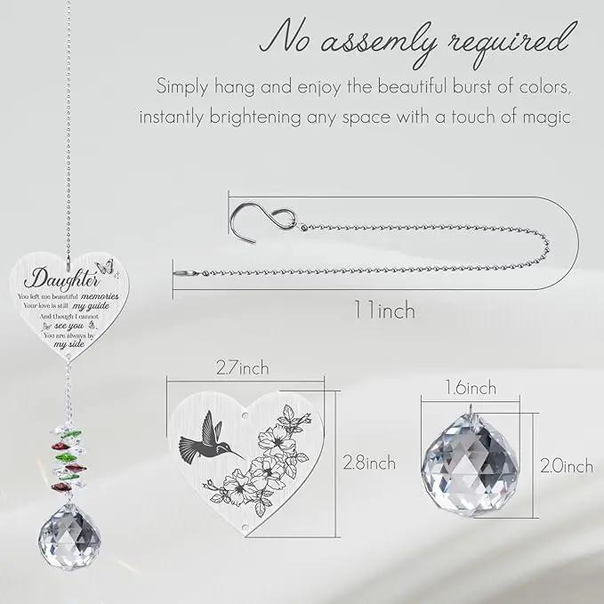 Daughter in Heaven Memorial Crystal Suncatcher, Memorial Gifts for Loss of Daughter, Loss of Daughter Sympathy Gifts, Bereavement Gifts for Loss of Daughter Rainbow Maker Hanging Decoration by GreenHaven Gardens