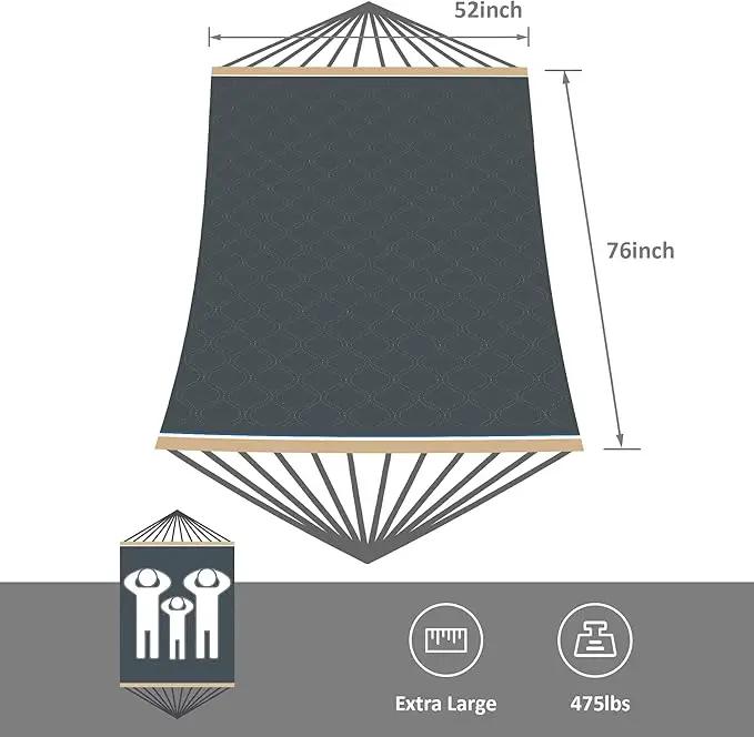 SUNCREAT Patio Portable Hammock with Stand, Outdoor Double Hammock with Stand Included, Gray Green Drops by GreenHaven Gardens