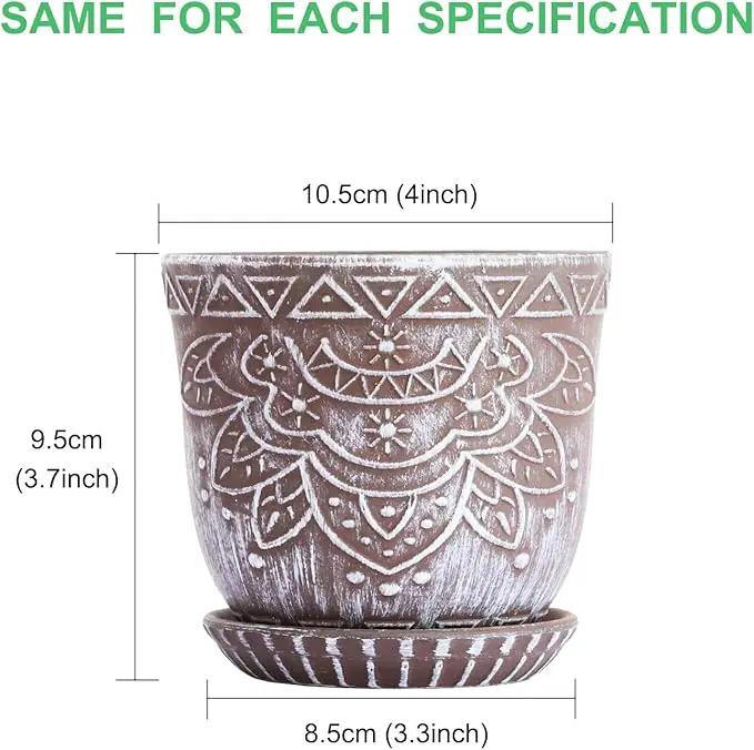 Gepege Succulent Pots, 4 Inch Small Indoor Ceramic Planter Pot with Drainage Holes and Saucers for Plants - Set of 4 by GreenHaven Gardens