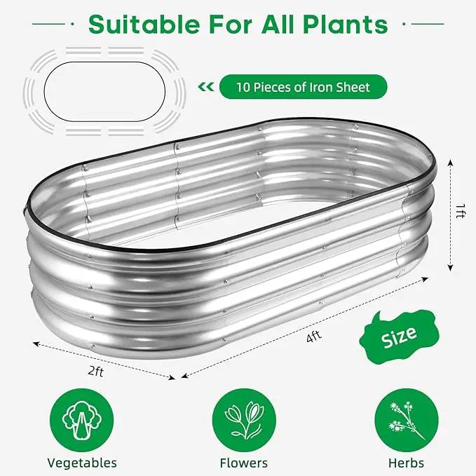 JERIA Raised Garden Bed,Galvanized Raised 2 Pcs 4×2×1ft Planter Boxes Outdoor with Easy Assembly, Large Garden Bed for Vegetables, Fruits, Flower by GreenHaven Gardens