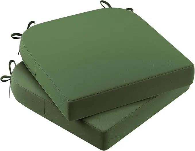 AAAAAcessories Outdoor Seat Cushions for Chairs, Waterproof, Fade-Resistant Patio Furniture Replacement Cushions, 17" x 16" x 2", Set of 2, Dark Moss by GreenHaven Gardens