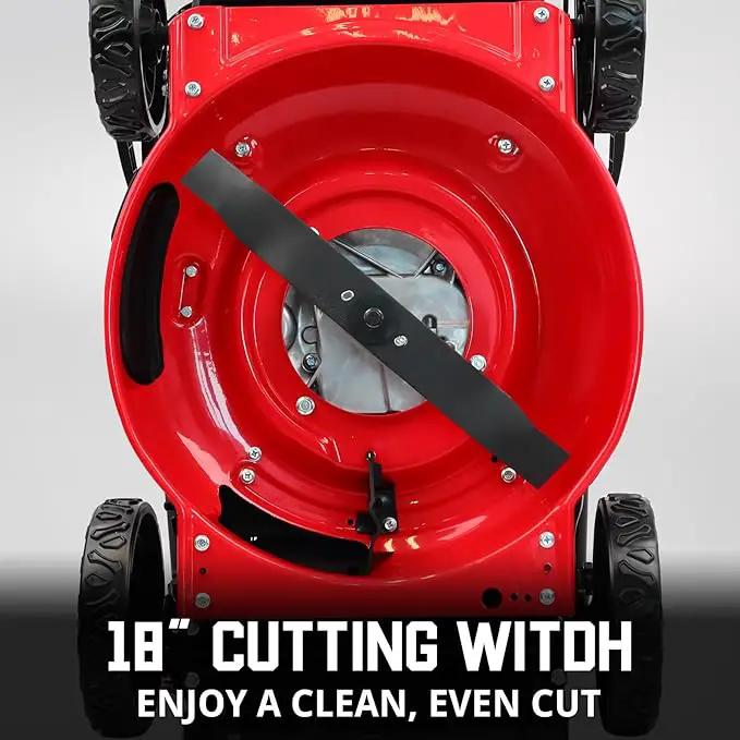 PowerSmart Lawn Mower Gas Powered, 18-Inch 144cc Engine 3-in-1 Walk-Behind Push Lawn Mower, Oil Included by GreenHaven Gardens