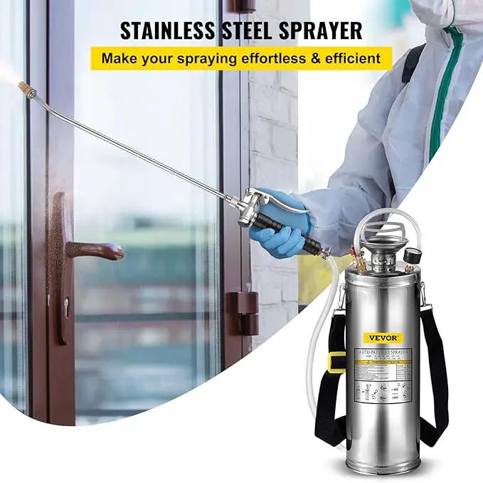 Happybuy 3 Gallon Stainless Steel Sprayer, 20" Wand & 3FT Reinforced Hose, Hand Pump Sprayer with Pressure Gauge, Safety Valve & Adjustable Nozzle, Weed Sprayers for Lawn, Gardening & Sanitizing by GreenHaven Gardens