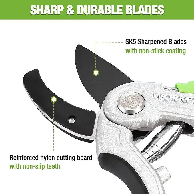 WORKPRO Garden Anvil Pruning Shears, 8" Pruning Scissors Heavy Duty with Ergonomically Design Handle, Labor-Saving Garden Clippers Hand Tools for Thick Dry branches and Dead Plants by GreenHaven Gardens
