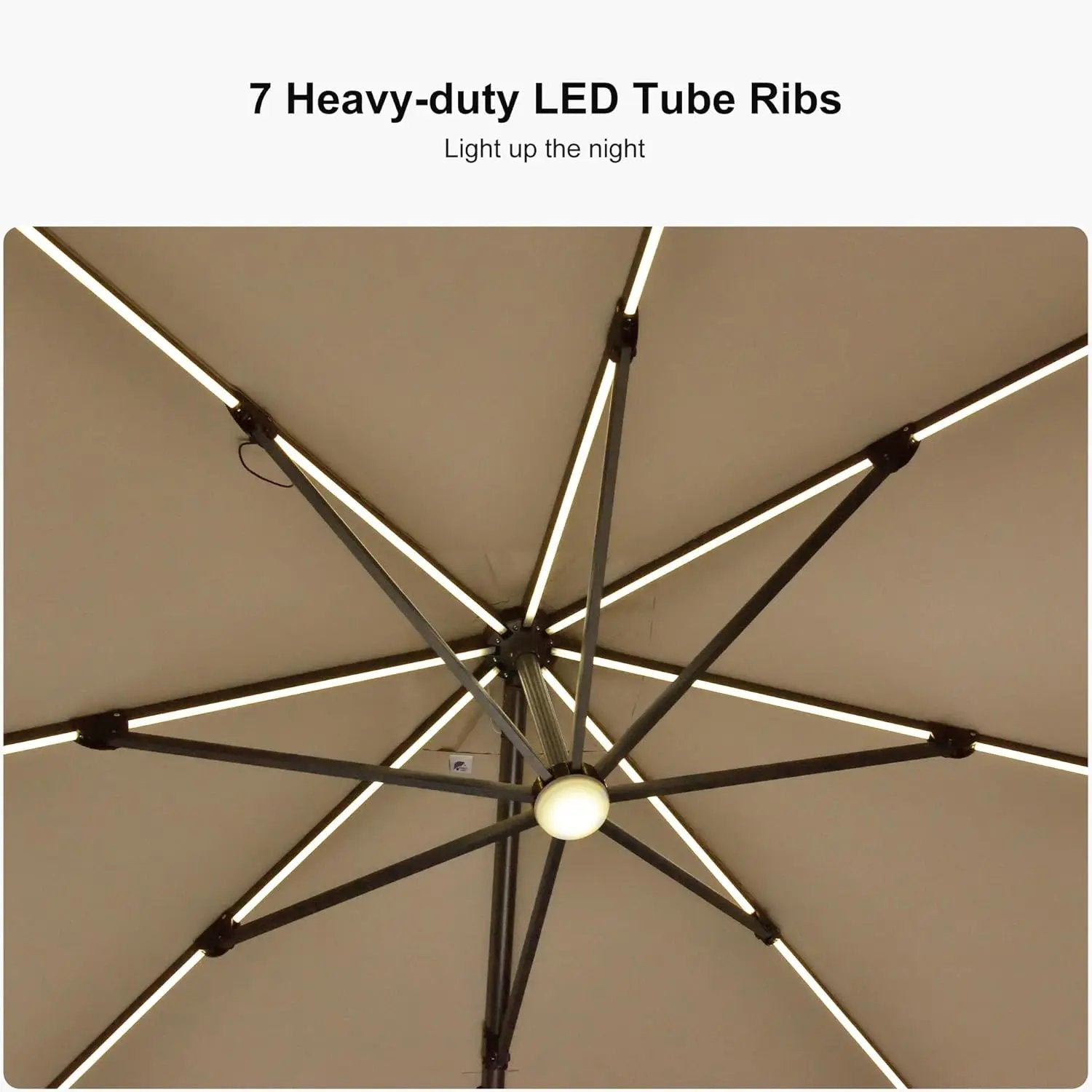 PURPLE LEAF 10 Feet Patio Umbrella Outdoor Cantilever Solar Powered LED Square Umbrella Aluminum Offset Umbrella with 360-degree Rotation for Garden Deck Pool Patio, Beige by GreenHaven Gardens