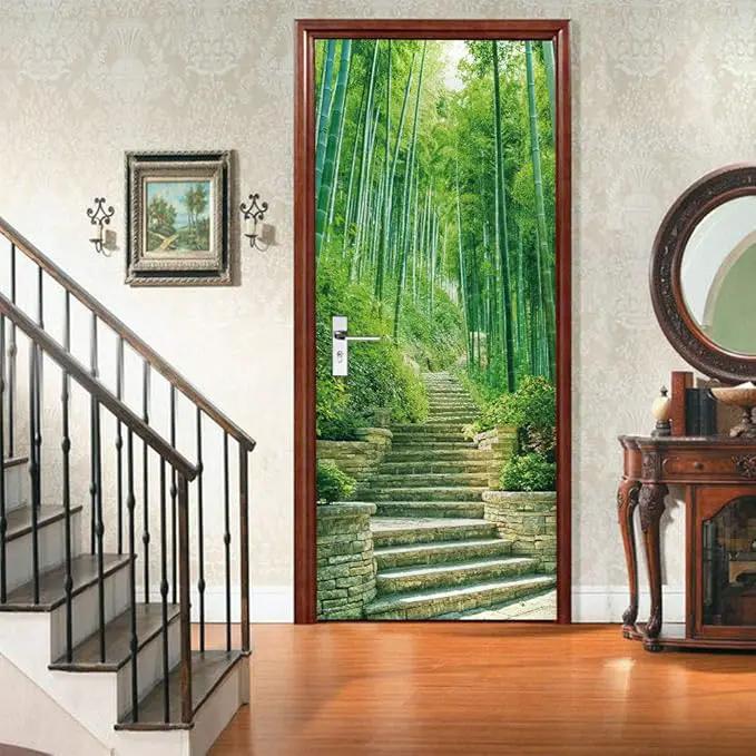 3D Door Stickers Murals Peel and Stick - Bamboo - Door Wallpaper Self-Adhesive Decals Removable PVC Waterproof Poster for Bedroom Living Room 30.3" x 78.7" by GreenHaven Gardens