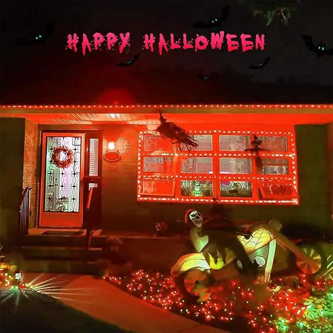 YEGUO 4 Pack Orange Solar Halloween Lights Outdoor Waterproof, Each 33ft 100 LED Solar Fairy Lights, 8 Modes Solar String Lights by GreenHaven Gardens