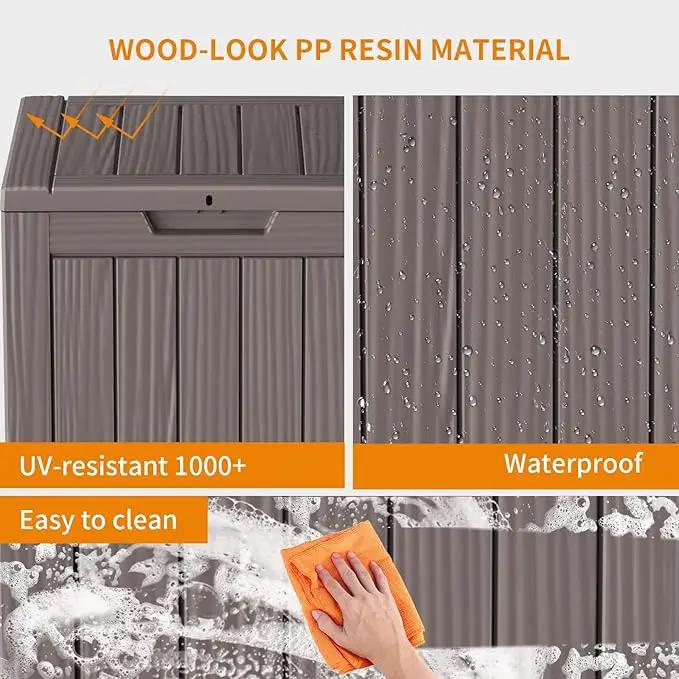 28 Gallon Resin Deck Box, Lockable Outdoor Storage Box for Patio Cushions Storage Furniture,Garden Tools, Pool Supplies, Weatherproof and UV Resistant (Grey) by GreenHaven Gardens