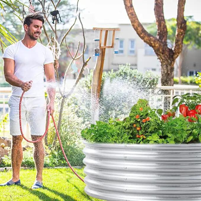 FORTUNO 2 Pack 3 Ft Round Galvanized Raised Garden Bed Box 36 Inches Metal Outdoor Flower Bed Steel Patio Ground Planter for Planting Vegetables and Herb, Silver by GreenHaven Gardens