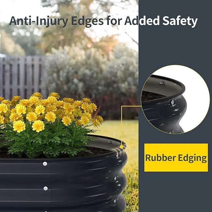 Kesfitt Raised Garden Bed Kit,Outdoor Galvanized Planter Raised Boxes with Safety Edging and Gloves,Large Metal Raised Garden Beds for Gardening Vegetables,Fruits,Flower(6x3x1FT) by GreenHaven Gardens