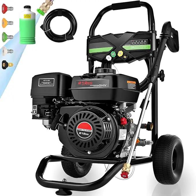 Commercial 4200PSI 4GPM 212CC Gas Pressure Washer, 7.0 HP Professional Gas Power Washer with 5 Nozzles 25FT Hose Foam Bottle for Car Fence Driveway Yard (EPA/CARB/ETL Compliant), Black by GreenHaven Gardens
