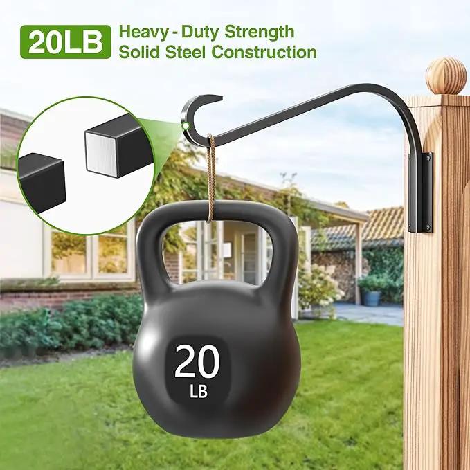 16 Inch 2 Pack Plant Hangers for Indoor/Outdoor Wall Mount - Heavy Duty Hanging Plant Holder & Bird Feeder Hooks, Decorative Black Metal Wall Hangers for Plants, Flower Baskets by GreenHaven Gardens