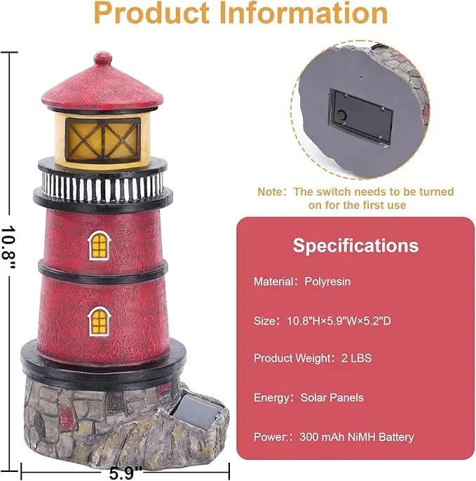 Solar Powered Lighthouse,Village Christmas Decor,Christmas Village Building Waterproof Statue Lighthouse Lamp for Yard Lawn Patio Gifts by GreenHaven Gardens