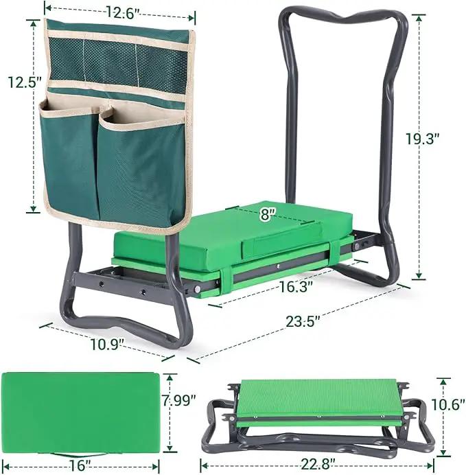 Ohuhu Garden Kneeler and Seat: Upgraded Widened Gardening Stool with Detachable Soft Kneeling Pad, Foldable Garden Bench Heavy Duty with Large Tools Bag and Pouch, Gifts for Women Men Seniors Gardener by GreenHaven Gardens