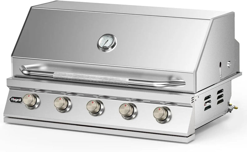Hygrill 40-Inch Built In Grill, Stainless Steel 5-Burner Grill Head for Outdoor Kitchen, Natural Gas by GreenHaven Gardens
