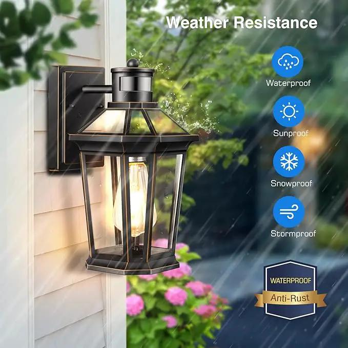 VIANIS Motion Sensor Outdoor Wall Lantern, Black Waterproof Dusk to Dawn LED Exterior Wall Sconce, Anti-Rust Aluminum Modern Outdoor Lights Fixtures Wall Mount for Porch, Entryway, Garage, Front Door by GreenHaven Gardens