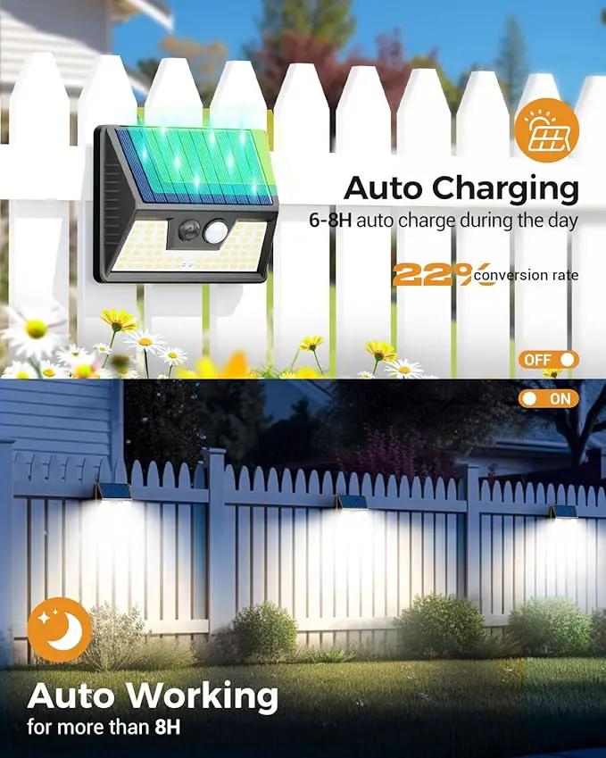 12 Pack Solar Fence Lights Waterproof, Motion Sensor Deck Lights Outdoor, Cold White LED Outside Lights Wireless for Wall Yard Steps Stairs Garden - Black by GreenHaven Gardens