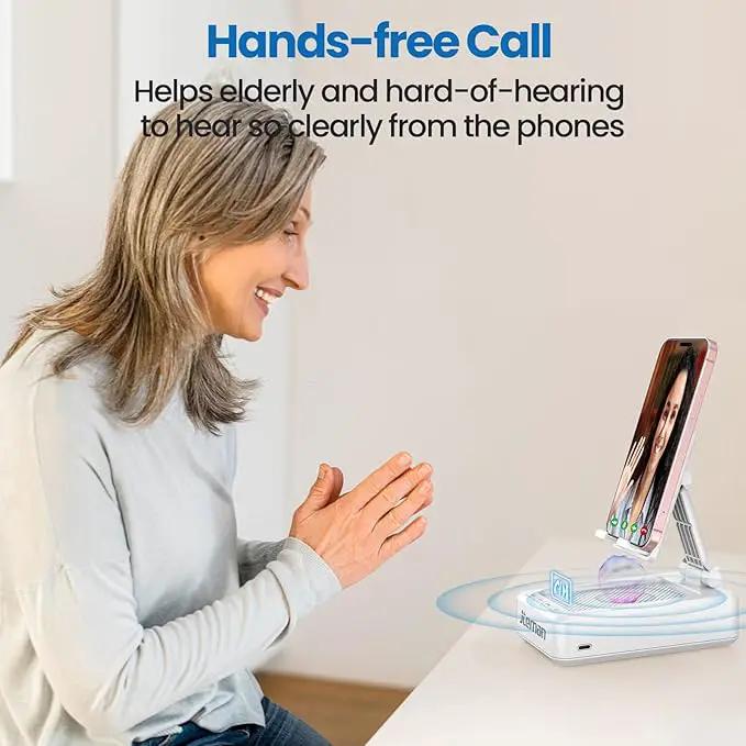 JTEMAN Portable Phone Stand with Speaker Bluetooth Wireless,Gifts for Men Women,Birthday for Women,Kitchen Gadgets for Men,Phone Holder for Desk - White by GreenHaven Gardens