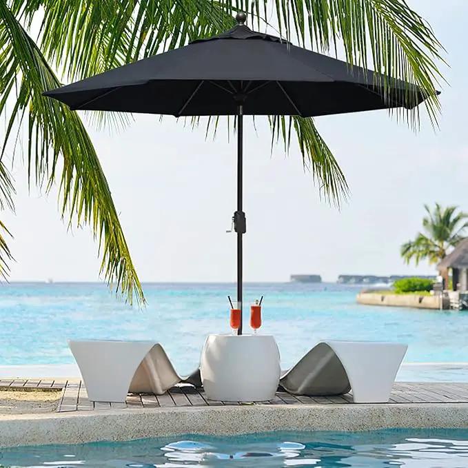 EliteShade USA 10-Year-Non-Fading 9Ft Market Umbrella Patio Umbrella Outdoor Table Umbrella with Ventilation, Black by GreenHaven Gardens