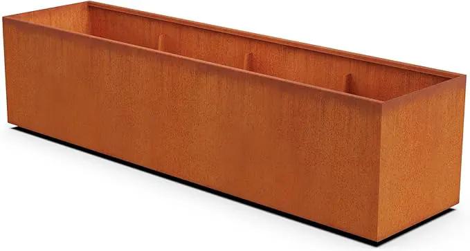 Corten Steel Planter Rectangle Outdoor Metal Garden Box Heavy Duty | Made in USA | Fully Assembled by GreenHaven Gardens