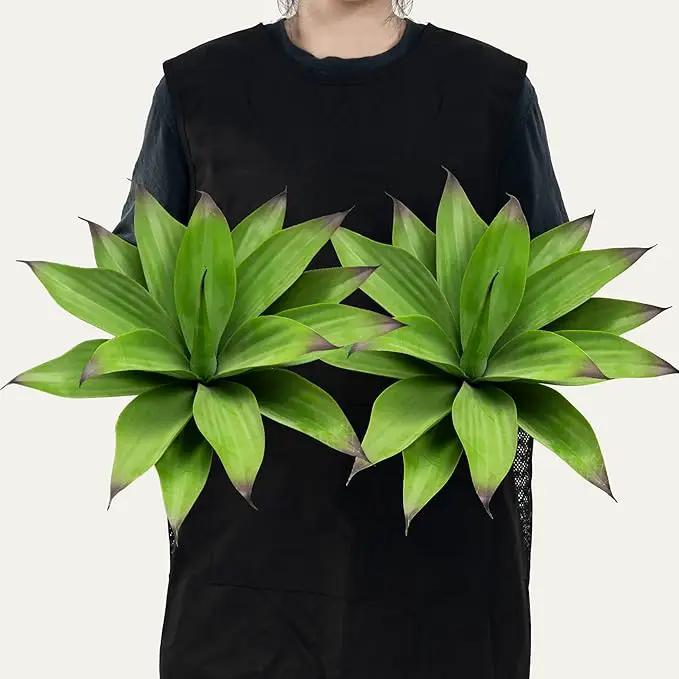 Fake Plants Artificial Agave Plants,Large UV Resistant Fake Agave Planters for Indoor and Outdoor Decorating Tropical Plant Succulents Greenery Indoor Decor13.8 (2Pack, Dark Green) by GreenHaven Gardens