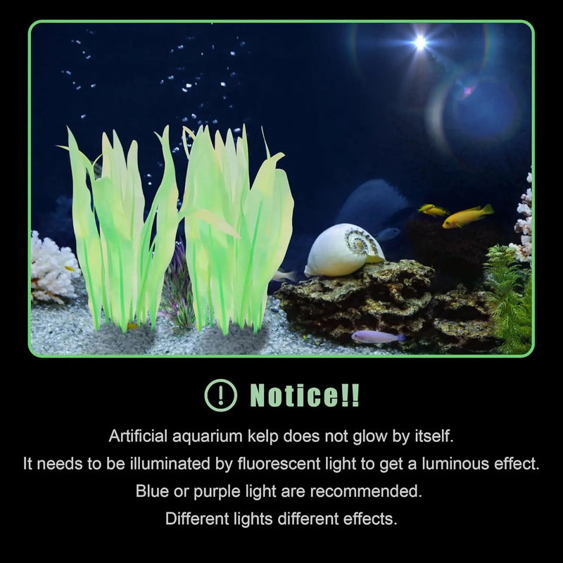 Kaiyuan Dynasty 2pc Artificial Fish Tank Plants Aquarium Decoration Plants Silicone Glowing Kelp Ornament Fish Tank Decor Aquarium Plant Aquatic Water Grass,7inch,Green by GreenHaven Gardens