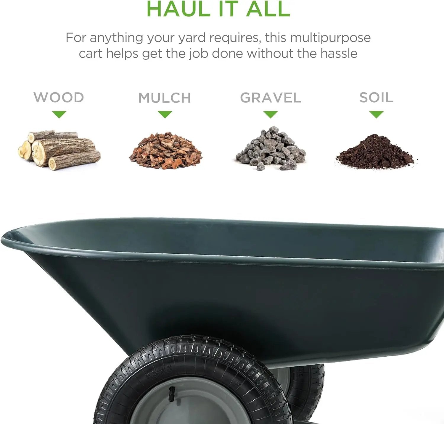 Best Choice Products Dual-Wheel Home Utility Yard Wheelbarrow Garden Cart w/Built-in Stand for Lawn, Gardening, Construction - Dark Gray by GreenHaven Gardens