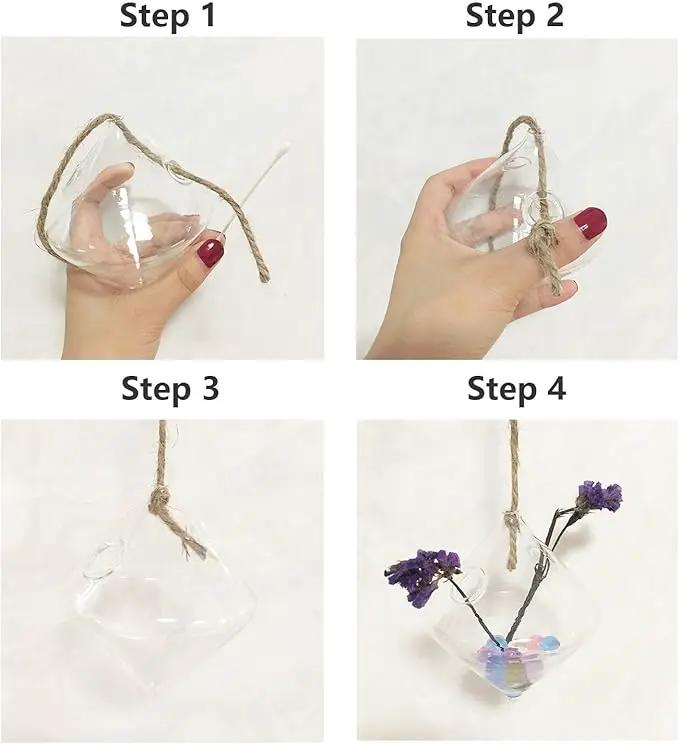 Glass Hanging Planters Indoor Outdoor Plant Pots Water Plant Containers Flower Pots Glass Terrariums Wall Vases 3 Pieces by GreenHaven Gardens