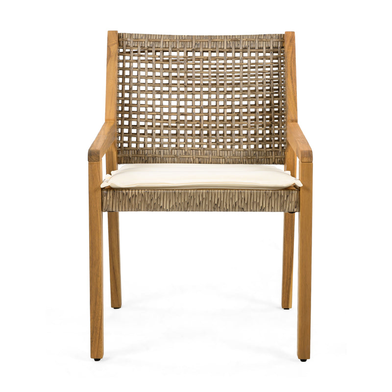 Outdoor Dining Chair - Acacia Wood & Wicker by HouseOfZazla