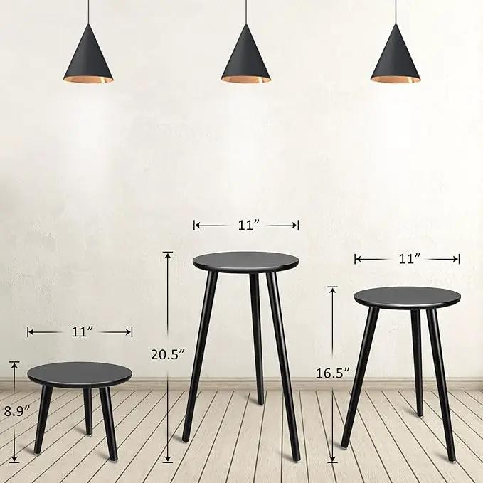 Uneedem Indoor Plant Stand Wood Mid Century Plant Stand for Indoor Plants, Modern Plant Table, 20.5" Tall Plant Holder Stand for Flower Pots, Small Round Side Table, End Table Black by GreenHaven Gardens
