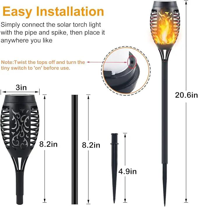 Solar Torch Light with Flickering Flame, Waterproof Solar Lights Outdoor Decorative, Solar Powered Christmas Decoration (1 Pack) by GreenHaven Gardens