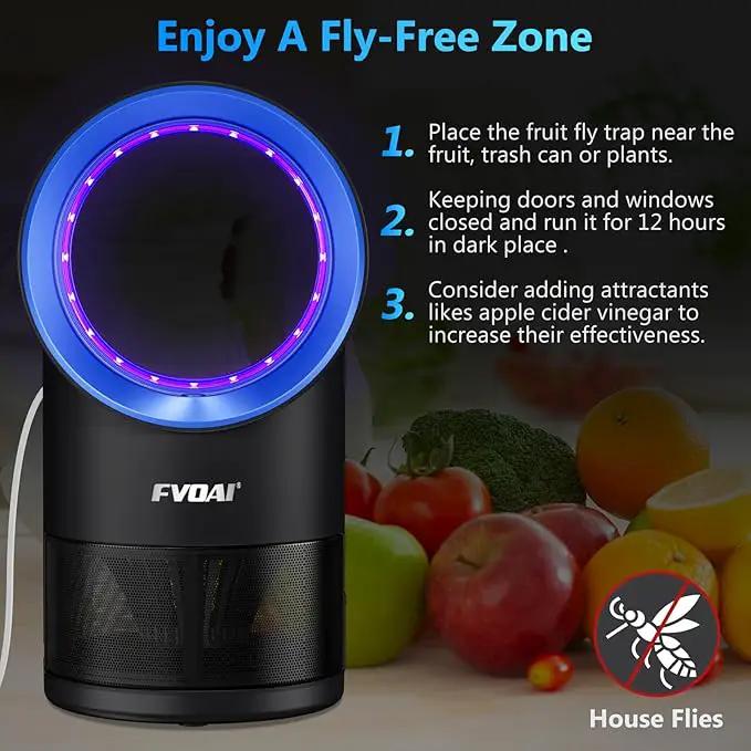 Fruit Fly Trap for Indoors, Fly Traps Indoor for Home Gnat Traps House Indoor, Bugs Trap with Time Setting, 10 Sticky Glue Boards Black by GreenHaven Gardens