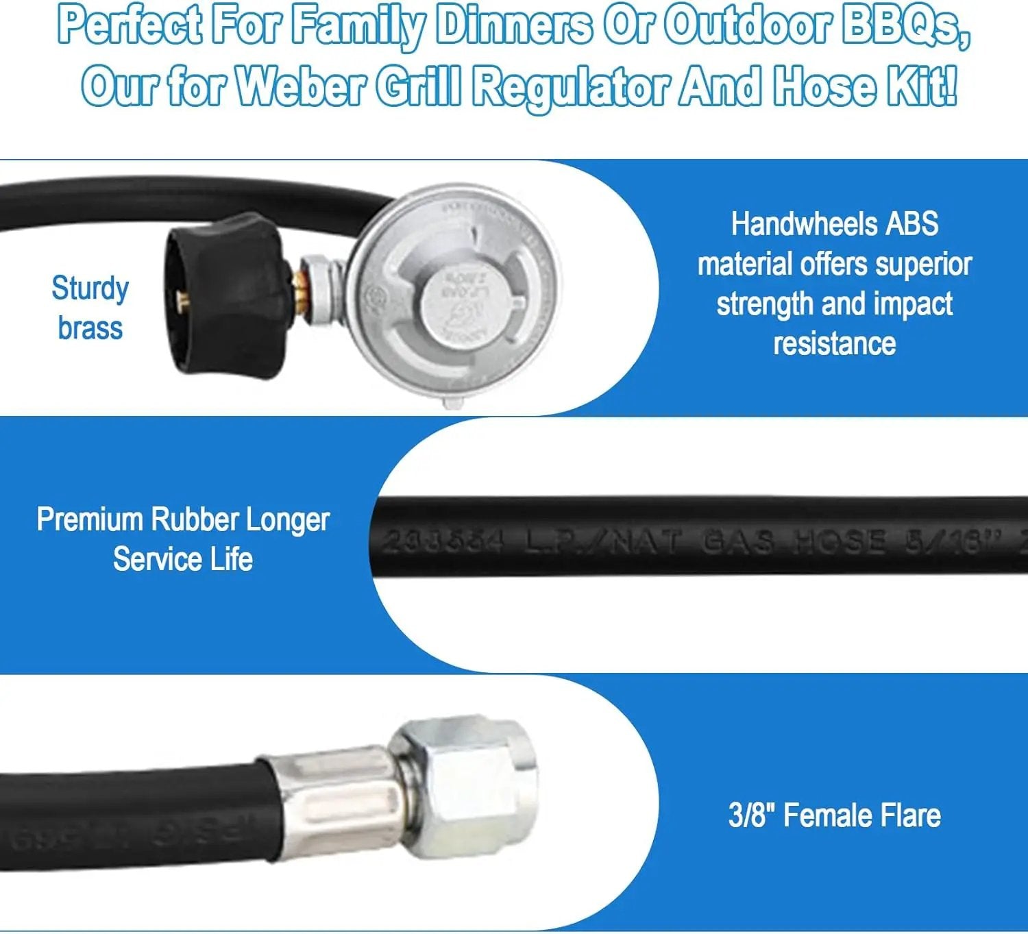 Upgraded for Weber Hose and Regulator kit, for Genesis 300 & Summit 400/600 Series for Weber Grill Regulator and Hose, for Genesis and Summit Series Gas Grills Including Silver Gold Platinum. by GreenHaven Gardens