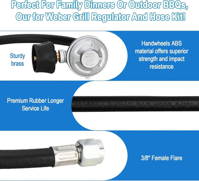 Upgraded for Weber Hose and Regulator kit, for Genesis 300 & Summit 400/600 Series for Weber Grill Regulator and Hose, for Genesis and Summit Series Gas Grills Including Silver Gold Platinum. by GreenHaven Gardens