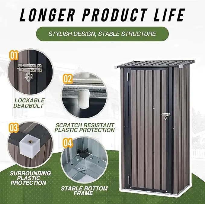 Aoxun 3’x2.1’ Outdoor Metal Storage Shed with Lockable Doors, Steel Utility Tool Shed, Metal Sheds Outdoor Storage for Garden, Patio, Backyard and Lawn, Brown by GreenHaven Gardens
