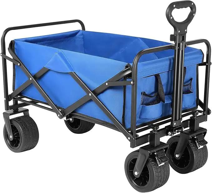 Beach Wagon with Big Wheels for Sand,Collapsible Folding All Terrain Utility Wagons Carts Foldable with Brakes for Sand Camping Sports Outdoor. by GreenHaven Gardens